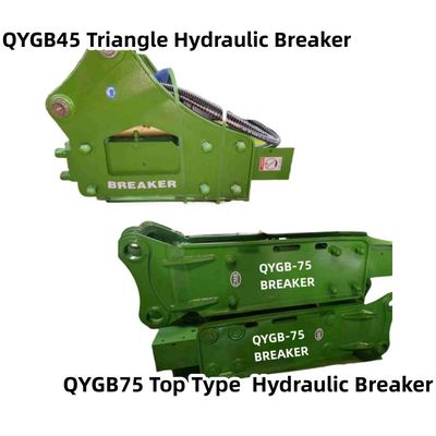 En üst tip / Üçgen Hidrolik kırıcı çekiç QYGB75 75 Çizel takım elbise 6.0-8.0 Ton